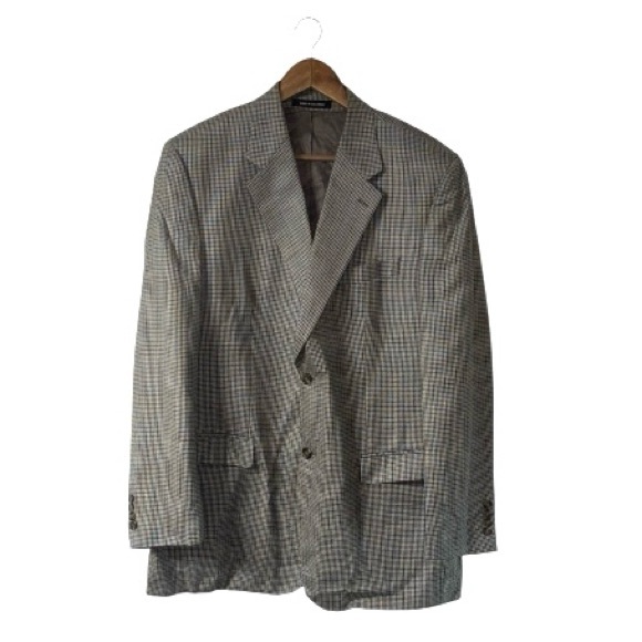 Lauren Ralph Lauren Men’s Blazer Suit Jacket Silk Wool Houndstooth Print 44 Long